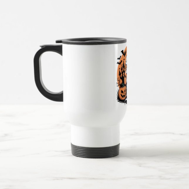 Caneca Térmica Esqueleto do dragão de Halloween bonito com café (Esquerda)