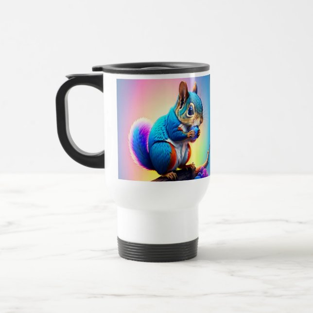 Caneca Térmica Esquilo Azul Comendo Uma Fruta-323232 (Esquerda)