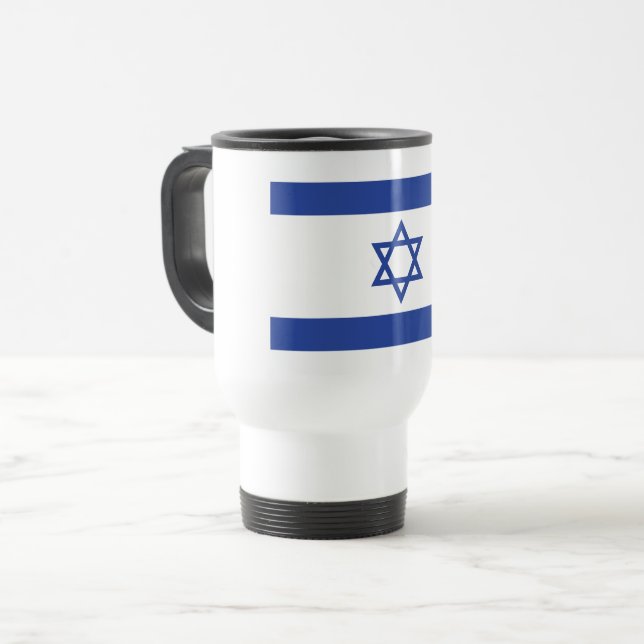 Caneca Térmica Estado de Israel Bandeira, Estrela do Judaísmo Dav (Frente Esquerda)