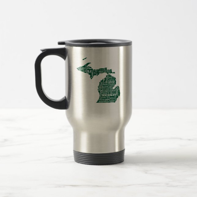 Caneca Térmica Estado Verde das Cidades de Michigan (Esquerda)