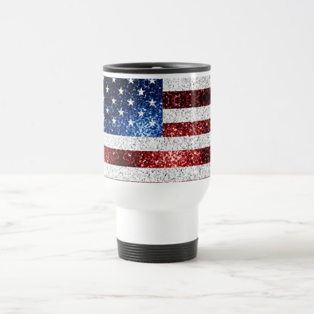 Caneca Térmica Estados Unidos: bandeira azul-vermelho brilha (Centro)
