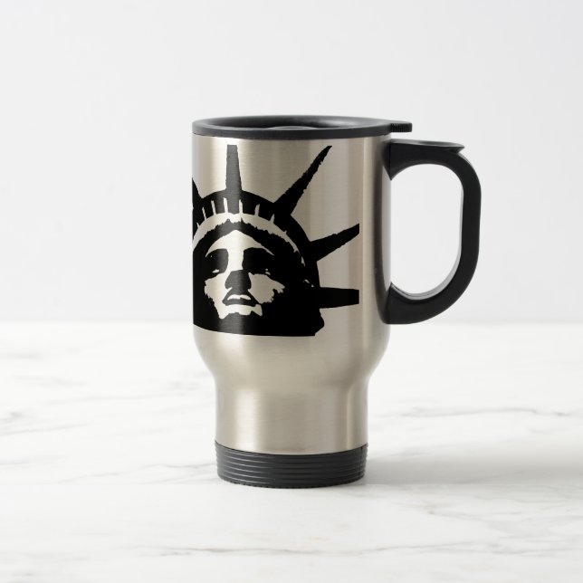 Caneca Térmica Estátua de Pop de Arte Negra e Branca da Liberdade (Direita)