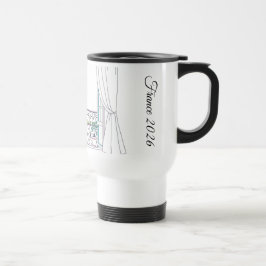 Caneca Térmica Estética Silhueta de Janela Moderna de Paris