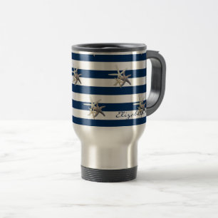 Caneca Térmica Estrela do mar adorável, azul marinho