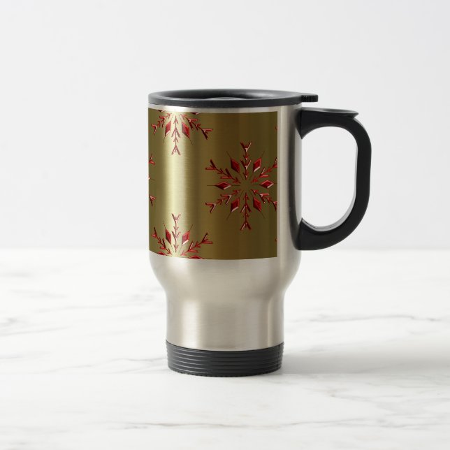 Caneca Térmica Estrelas de Natal Vermelho na Dourada (Direita)