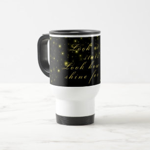 Caneca Térmica Estrelas Douradas e brilhantes personalizadas em T
