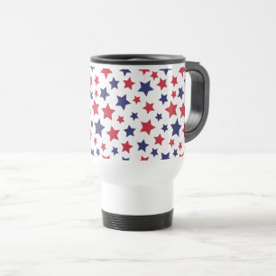 Caneca Térmica Estrelas Vermelhas e Azuis, 4 de Julho, Fundo Bran