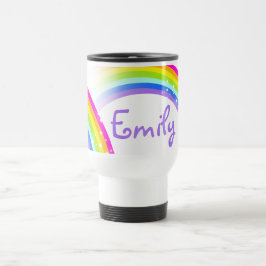 Caneca Térmica Estrelas violetas roxas do arco-íris e nome person