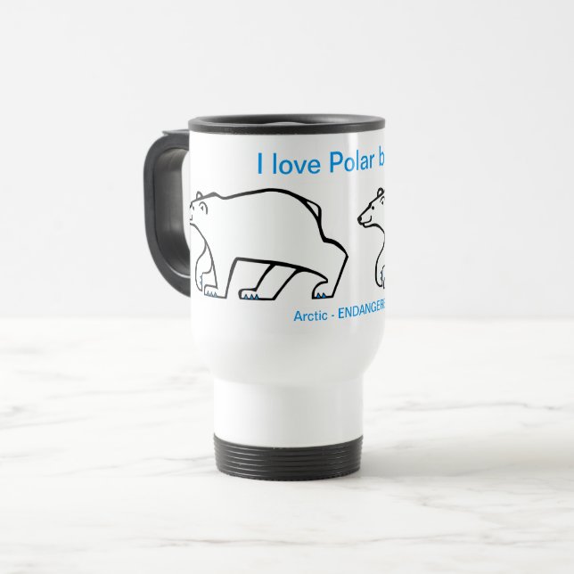 Caneca Térmica Eu adoro URSOS Polares - Amante de os animais - Ár (Frente Esquerda)