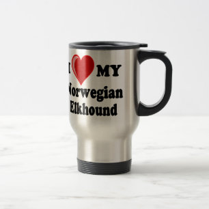 Caneca Térmica Eu amo (coração) meu cão norueguês de Elkhound