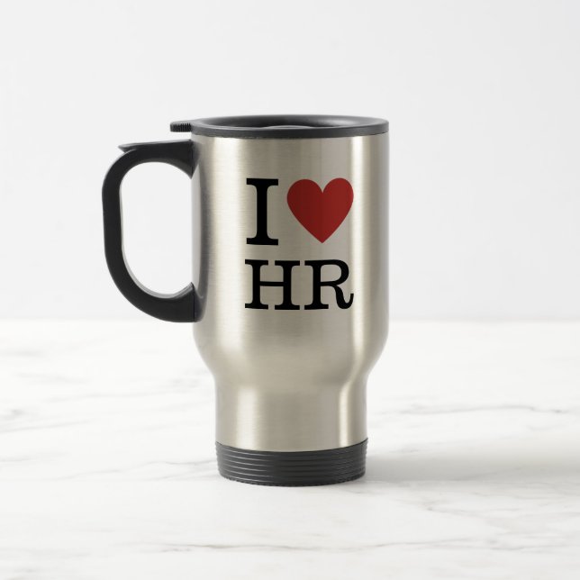 Caneca Térmica Eu ❤️ Amo HR para Funcionários PERSONALIZADOS (Esquerda)