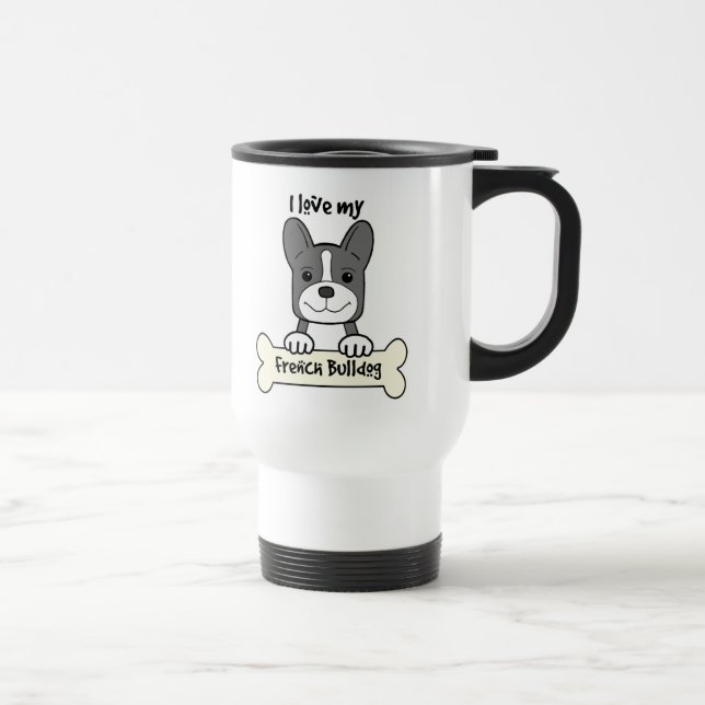 Caneca Térmica Eu amo meu buldogue francês (Direita)