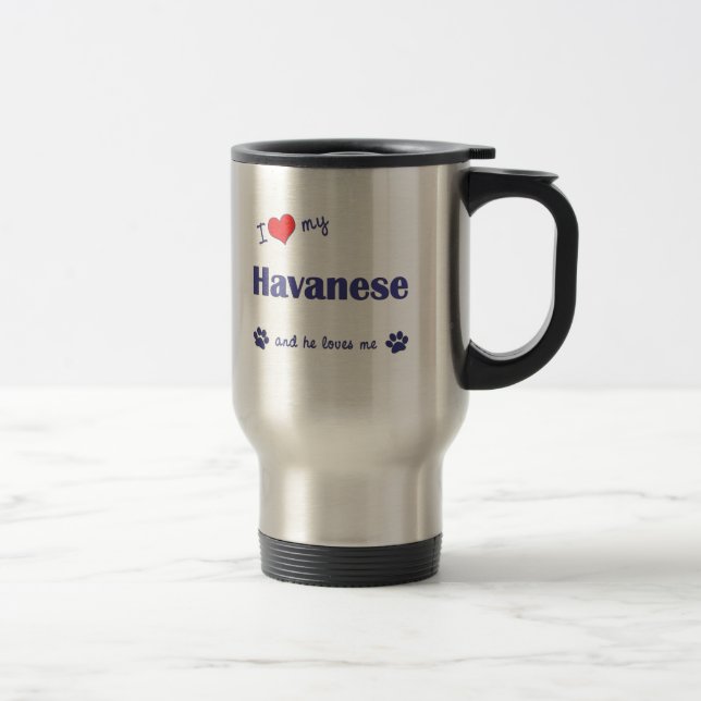 Caneca Térmica Eu amo meu Havanese (o cão masculino) (Direita)