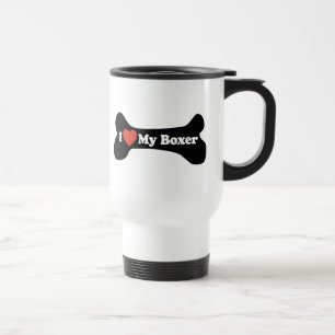 Caneca Térmica Eu amo meu pugilista - osso de cão