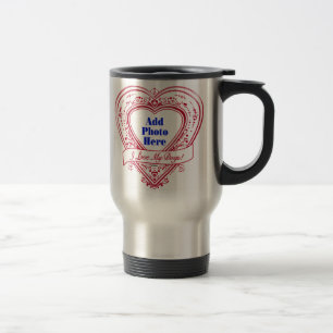 Caneca Térmica Eu Amo Meus Cachorros! Foto de Corações Vermelhos