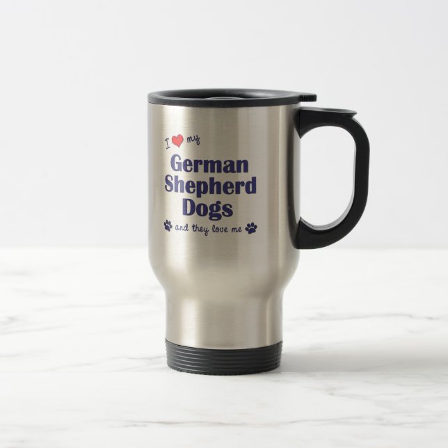 Caneca Térmica Eu amo meus cães de german shepherd (os cães (Direita)