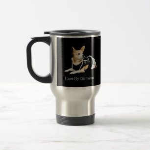 Caneca Térmica Eu amo minha chihuahua no fundo preto