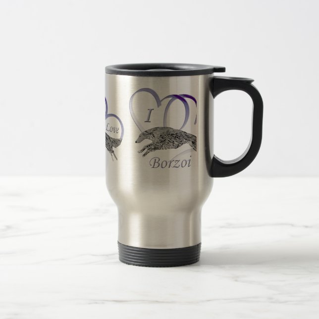 Caneca Térmica Eu amo o Borzoi (Direita)