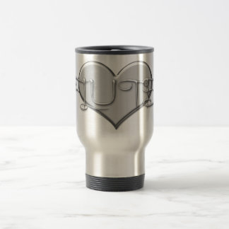 Caneca Térmica Eu amo o coração da prata da flauta