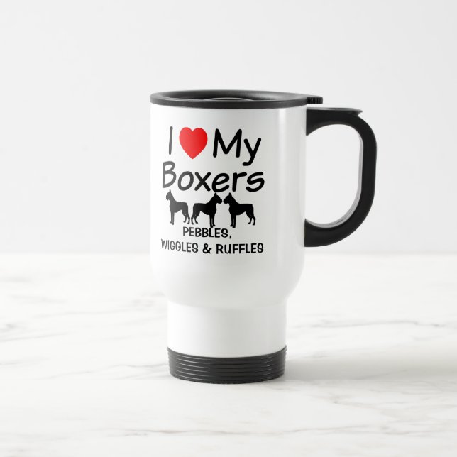 Caneca Térmica Eu Amo Os Meus Três Cães Boxer Mug (Direita)