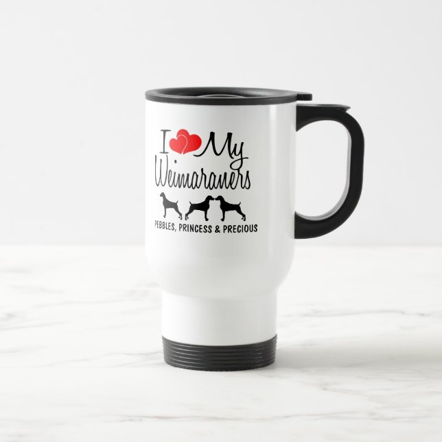 Caneca Térmica Eu Amo Os Meus Três Caninos Do Weimaraner Mug (Direita)