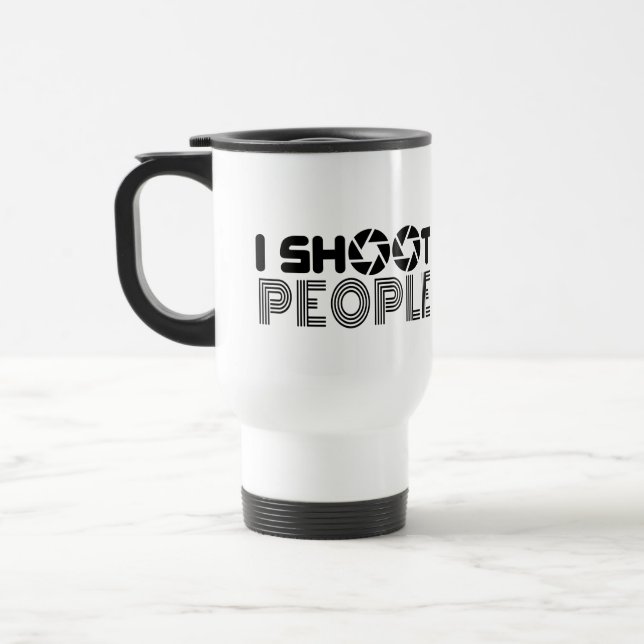 Caneca Térmica Eu atiro na citação do amante de fotógrafos engraç (Esquerda)