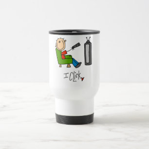 Caneca Térmica Eu clico em Camisetas e Presentes de Viciado em TV