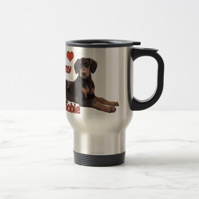 Caneca Térmica Eu coração meu doberman (Direita)