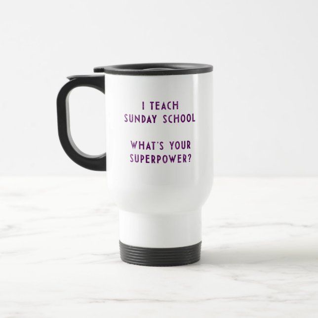 Caneca Térmica Eu ensino a catequese o que é sua superpotência? (Esquerda)