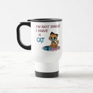 Caneca Térmica Eu não sou solteiro eu tenho um gato Engraçado cit