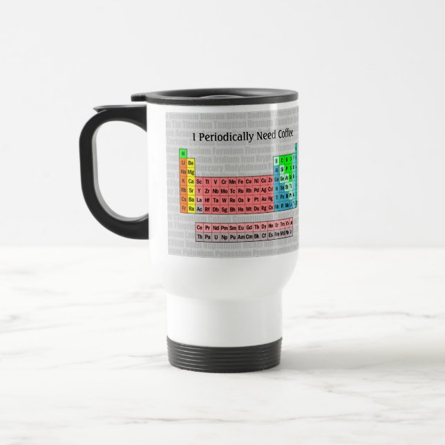 Caneca Térmica Eu Periodicamente Preciso de Café- Tabela Periódic (Esquerda)