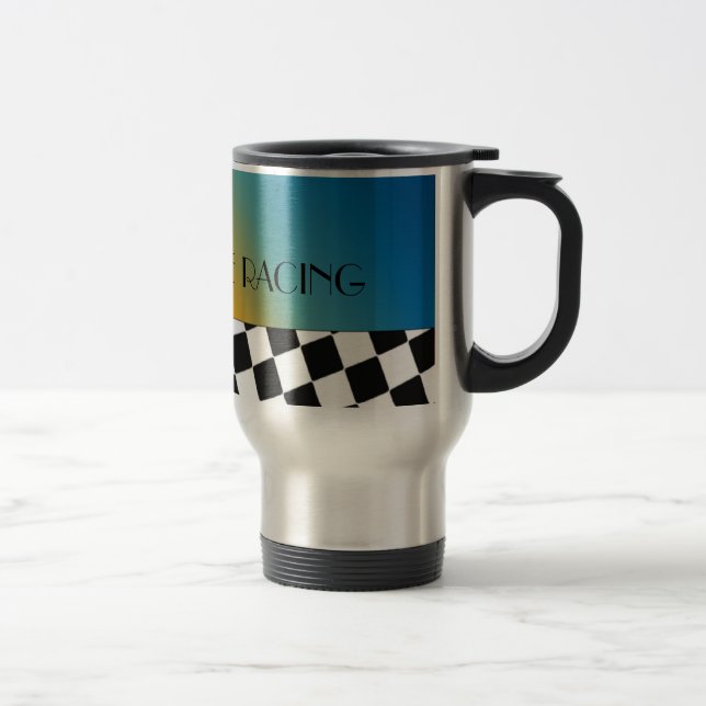 Caneca Térmica Eu Preferiria Estar Correndo Desenho Xadrez (Direita)