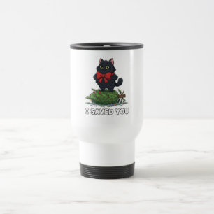 Caneca Térmica Eu Salvei Você" Árvore de Natal de Gato Preto Engr