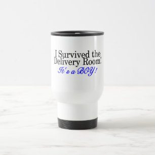 Caneca Térmica Eu sobrevivi à sala de entrega sua um menino