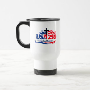 Caneca Térmica EUA 250 Por Deus e País Design Patriótico de Fé