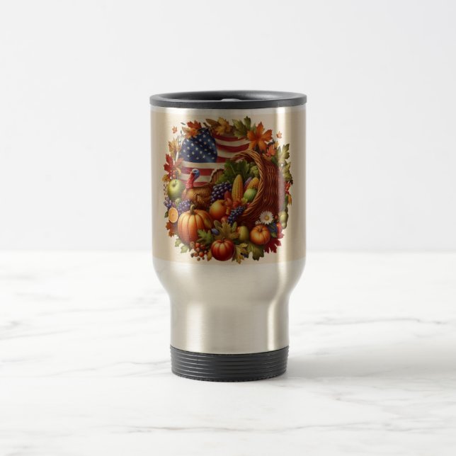 Caneca Térmica EUA/Americano/Terra de peru de Ação de Graças (Centro)