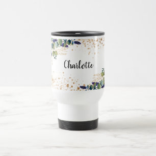 Caneca Térmica Eucalyptus greenery gold glitter name script