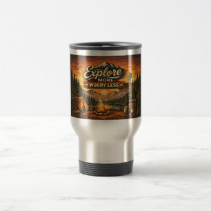 Caneca Térmica Explore Mais e Preocupe Menos–Copo de Viagem para