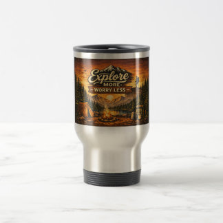 Caneca Térmica Explore Mais e Preocupe Menos–Copo de Viagem para