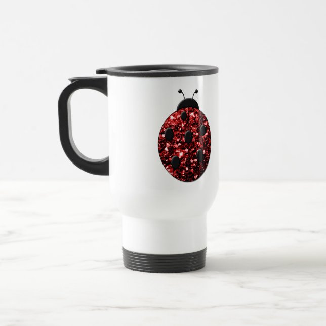 Caneca Térmica Faíscas cintilantes de ladybug vermelho escuro (Esquerda)