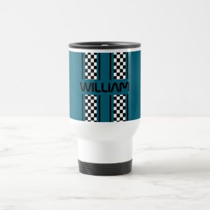 Caneca Térmica Faixa de Corrida Automática Preta Azul Escuro Pers