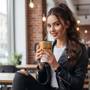 Caneca Térmica Faixa de Corridas Automática Amarela e Preta do Ou