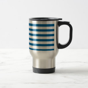 Caneca Térmica Faixa Horizontal Azul e Branco
