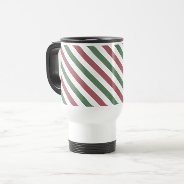 Caneca Térmica Faixas de Natal Personalizáveis (Frente Esquerda)