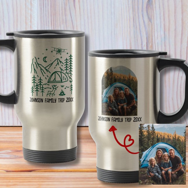Caneca Térmica Family Vacation Forest Camping Photo Custom (Criador carregado)