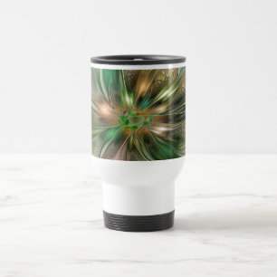 Caneca Térmica Fantasia Abstrata Moderna Colorida Flor Fractal