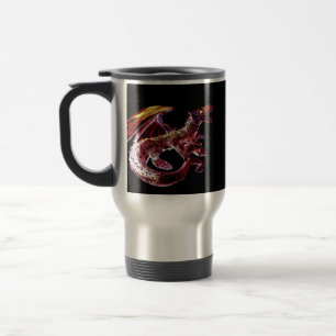 Caneca Térmica Fantasia Épica de Dragão Vermelho Rubi Nascido do