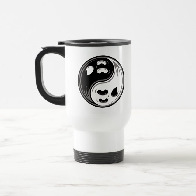 Caneca Térmica Fantasma Yin Yang Black and White (Esquerda)