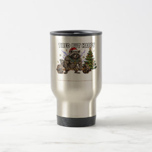 Caneca Térmica Faraó Guaxinim Cansado Mas Feliz Camiseta De Natal