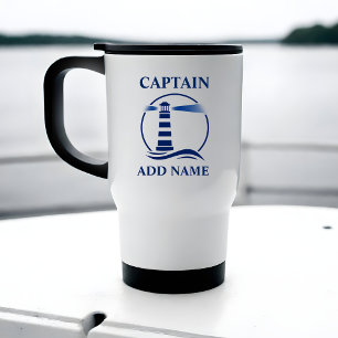 Caneca Térmica Farol Náutico com Nome do Capitão ou do Barco